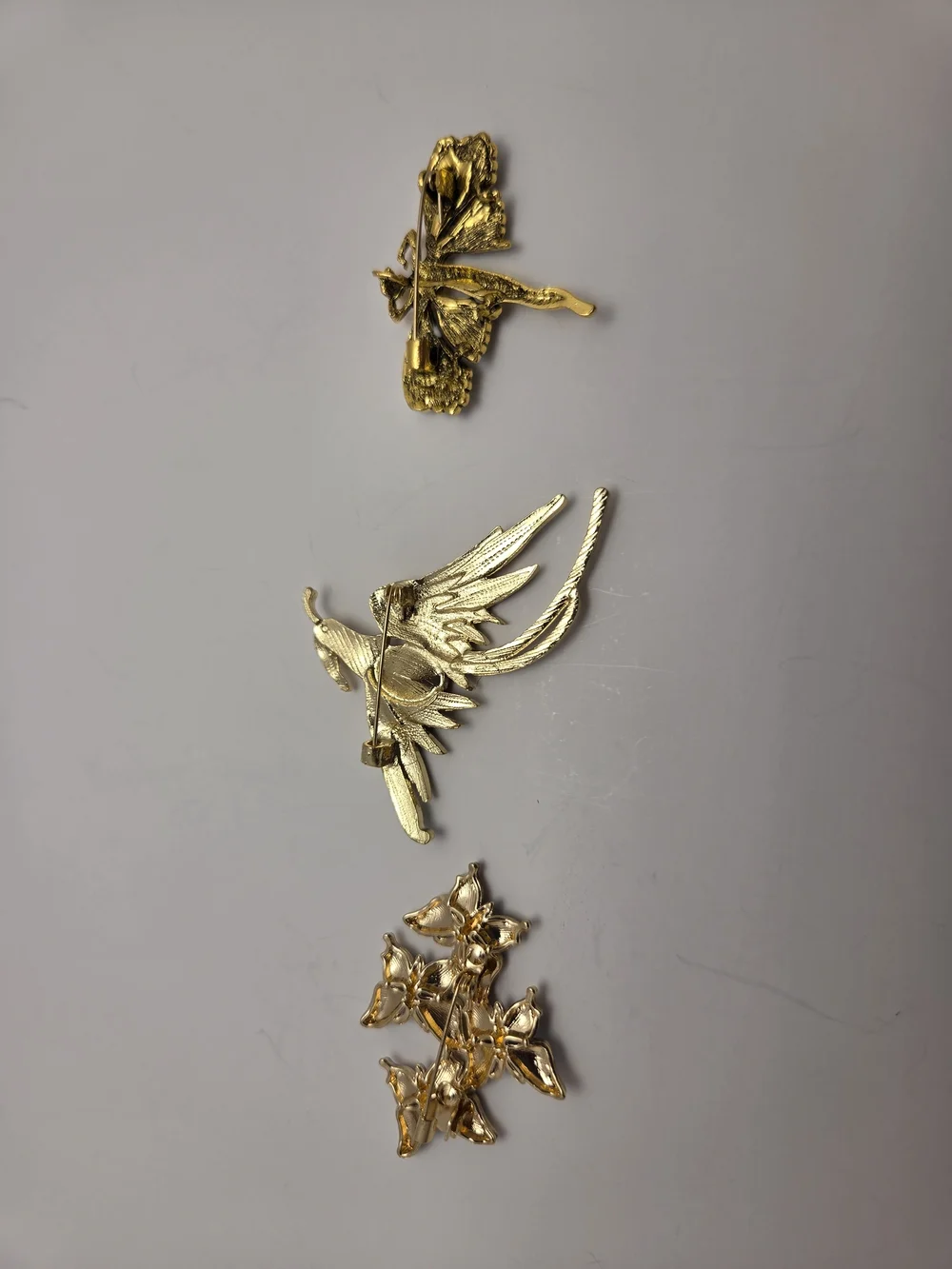 Fantasy Brooch Set Fairy Phoenix Butterflies • Whimsical Rhinestone Jewelry Trio